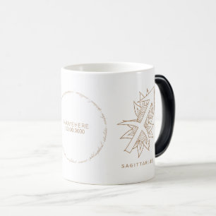 Caneca Mágica Crie seu próprio Sagitário Dourado e Branco Elegan