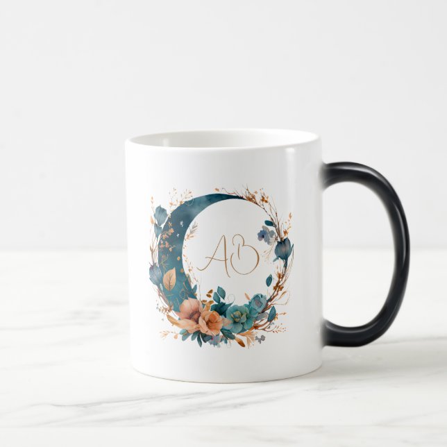 Caneca Mágica Crie Seu Próprio Teal Boho E Pessegueiro Floral (Direita)