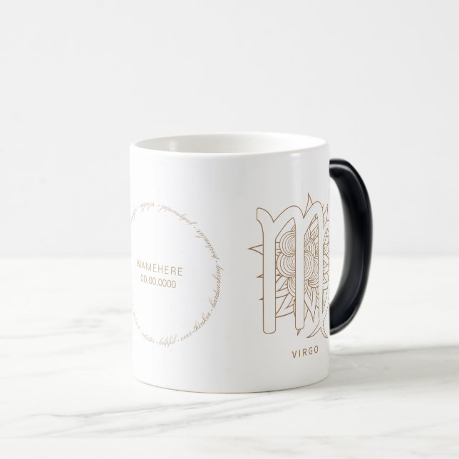 Caneca Mágica Crie seu próprio vírus Dourado e branco elegante Z (Frente Esquerda)