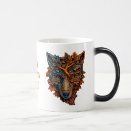 Caneca Mágica Crie Sua Própria Cabeça De Lobo Faux Bois Gravada 