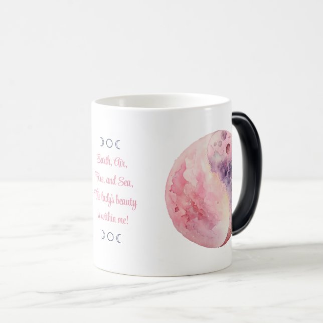 Caneca Mágica Crie Sua Própria Magia de Amor Lunar Rosa Lua (Frente Esquerda)