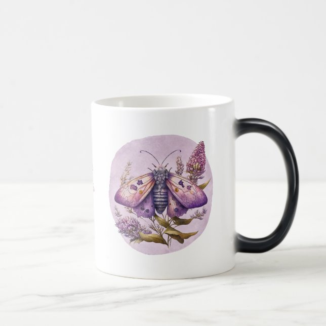 Caneca Mágica Crie sua própria mariposa roxa e flores silvestres (Direita)