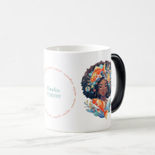 Caneca Mágica Crie Sua Própria Mulher Afro-Americana Peixes