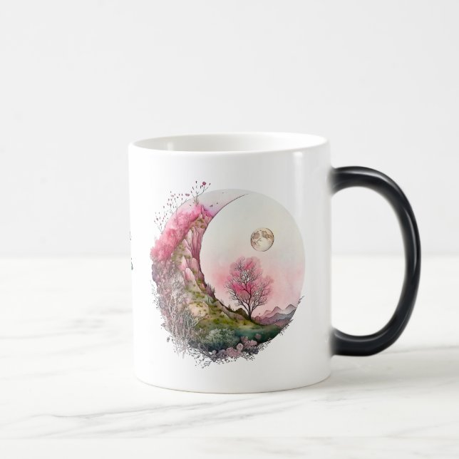 Caneca Mágica Crie sua própria paisagem de lua rosa (Direita)