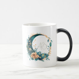 Caneca Mágica Crie Sua Própria Pêssego E Sua Lua Floral Teal