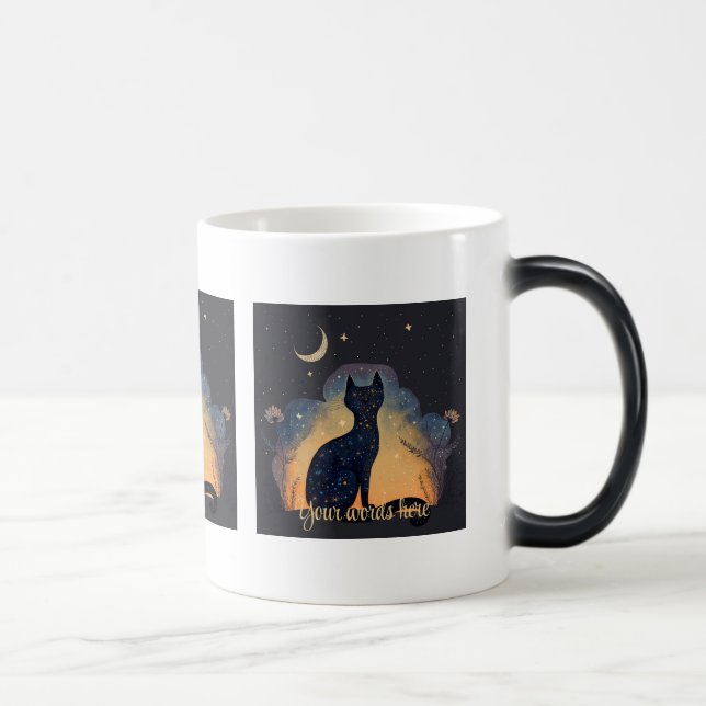 Caneca Mágica Crie sua própria silhueta de gato preto místico (Direita)