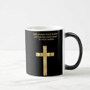 Caneca Mágica Cruz cristã Dourado da fé com provérbio engraç