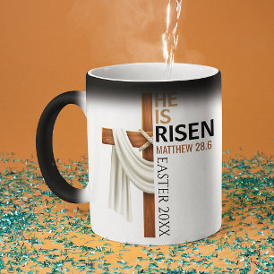 Caneca Mágica Cruz de Páscoa Vintage Personalizada Ele Ressuscit