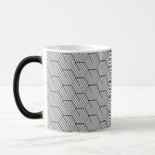 Caneca Mágica Cubo de Linha de Padrão Preto Geometria Simples