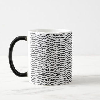 Caneca Mágica Cubo de Linha de Padrão Preto Geometria Simples