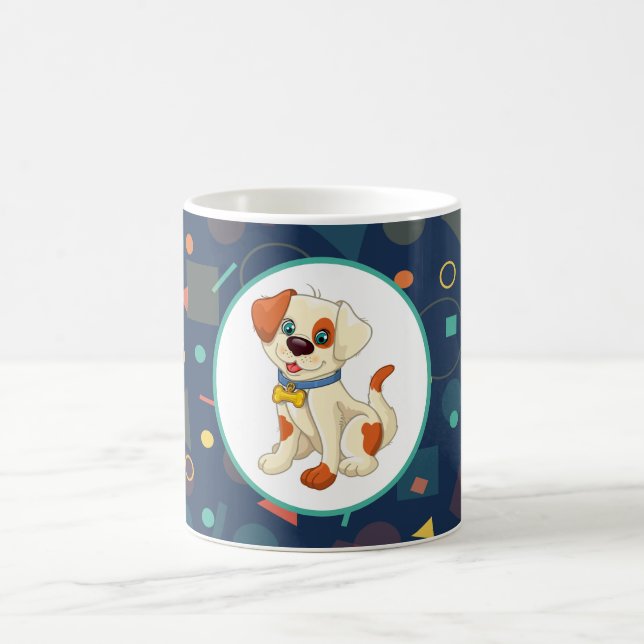 Caneca Mágica  Cute Cartoon Puppy Geometric (Centro)