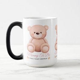 Caneca Mágica Cute Girl Orange Teddy Bear Mommy To BeBaby Shower