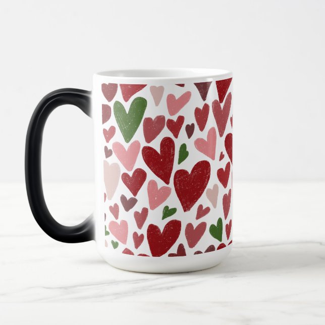 Caneca Mágica Cute hearts valentine's  day Mug (Esquerda)