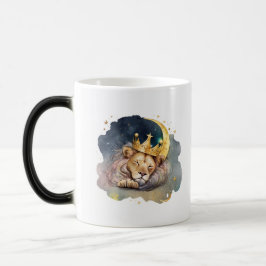 Caneca Mágica Cute  king Lion Sleeping On The Moon              