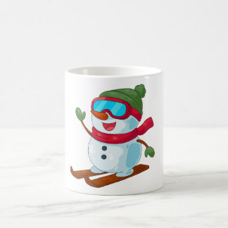 Caneca Mágica Cute Skiing Snowman Illustration