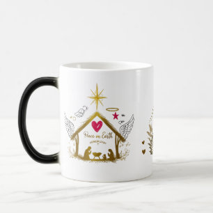 Caneca Mágica da Natividade Dourada com Mudança de