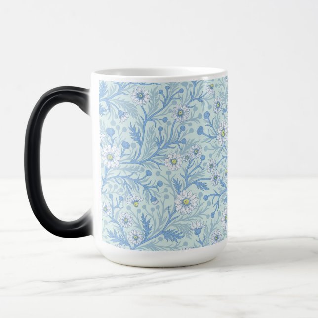 Caneca Mágica Daisies in white and blue on sea glass (Esquerda)