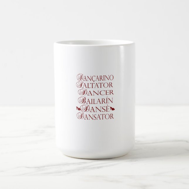 Caneca Mágica Dançarina em múltiplos idiomas do português romeno (Center)