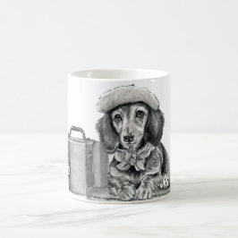 Caneca Mágica Dapper dachshund pronto para aventura