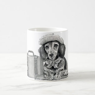 Caneca Mágica Dapper dachshund pronto para aventura