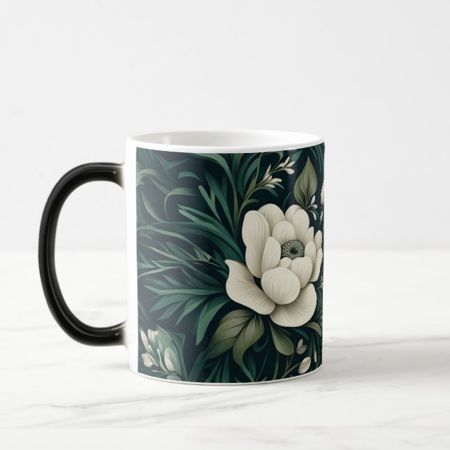 Caneca Mágica Dark Emerald Green Floral (Esquerda)