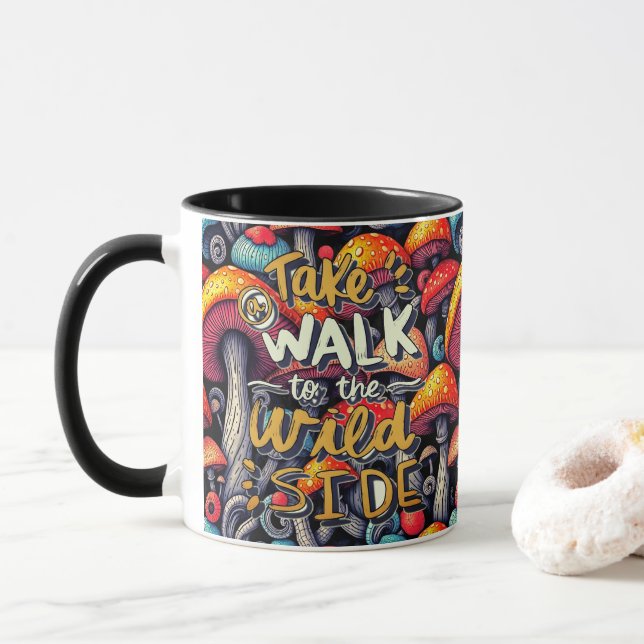 Caneca Mágica de Cogumelo de Duas Faces Retro (Com Donut)