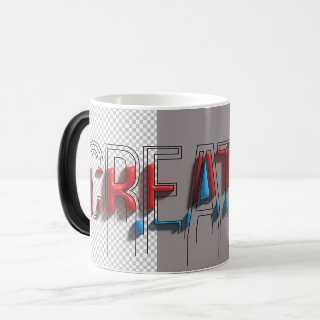 Caneca Mágica de Tipografia 3D Derretida Criativa (Frente Esquerda)