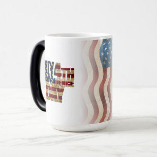 Caneca Mágica Desenho de Bandeira Patriótica de 4 de Julho