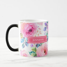 Caneca Mágica Desenho do Nome Personalizado Floral Boho Nascer d