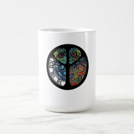 Caneca Mágica Design de Coruja de Árvore de Sinais de Paz Colori