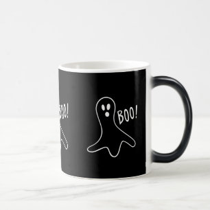 Caneca Mágica design de fantasma preto e branco engraçado para h