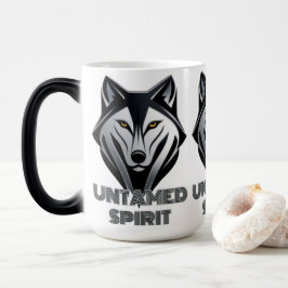 Caneca Mágica Design de Lobo Escuro e Minimalista com Linhas Son