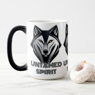 Caneca Mágica Design de Lobo Escuro e Minimalista com Linhas Son