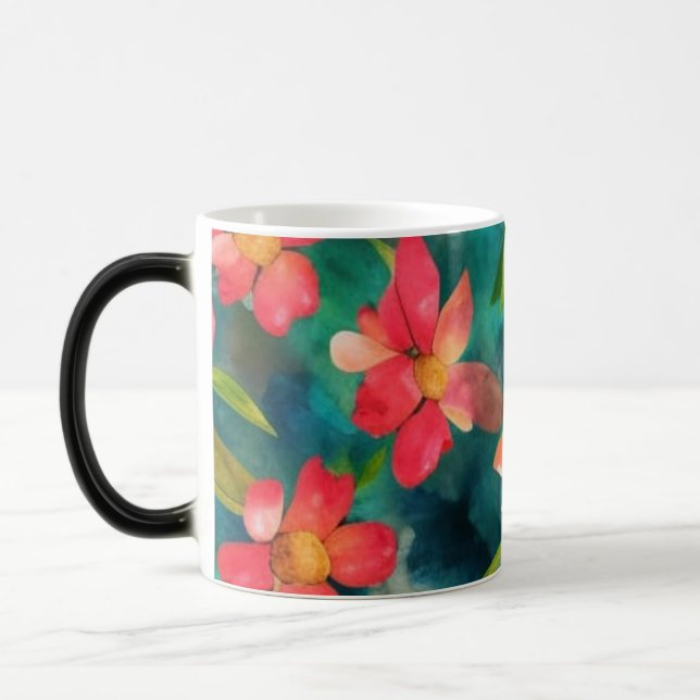 Caneca Mágica Design de Padrão de Água Floral (Esquerda)