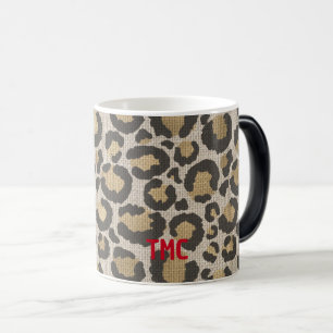 Caneca Mágica Designer Leopard Imprimir Monograma Vermelho Diver