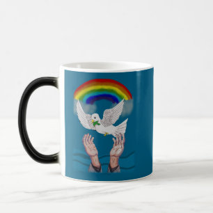 Caneca Mágica Deus promete Dove e Rainbow Morphing Mug
