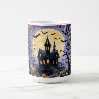 Caneca Mágica Dia das Bruxas,Casa Assombrada, Abóboras Assustado