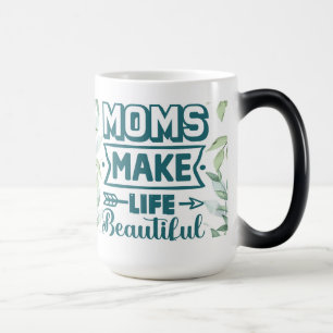 Caneca Mágica Dia de as mães Word Art Com Folhagem