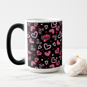 Caneca Mágica Dia de os namorados de padrões de coração cor-d