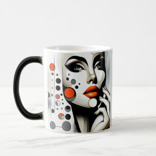Caneca Mágica Diva Pop Retroativa: Elegância Geométrica Abstrato