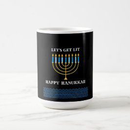 Caneca Mágica Divertido Design de Menorá de Hanukkah Azul Fofo