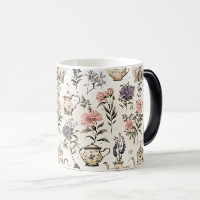 Caneca Mágica Doces de Jardim Encantadores: Design Floral sem Se (Frente Esquerda)
