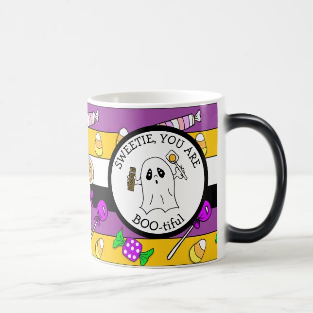 Caneca Mágica Docinho, você é linda, Ghost Pun, Halloween (Direita)