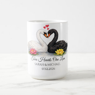 Caneca Mágica Dois Corações Um Amor Cisne Casamento Aniversário