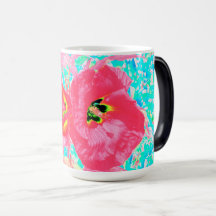 Dois Hibiscus Louco de Coral Vermelho Rosado em Aq