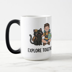 Caneca Mágica Dono de Gato Preto Aventura de Viagem Mundial Café