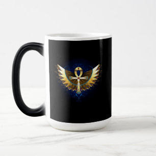 Caneca Mágica Dourada Ankh com Asas