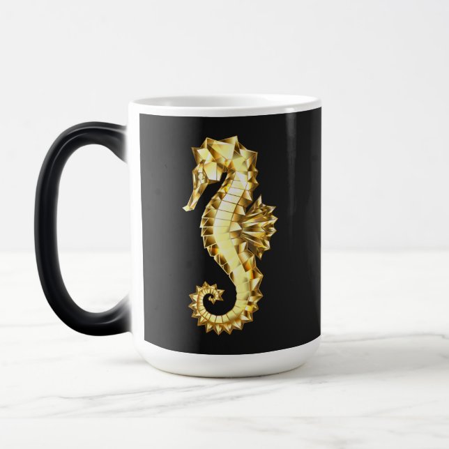 Caneca Mágica Dourado Cavalo de Mar Poligonal (Esquerda)