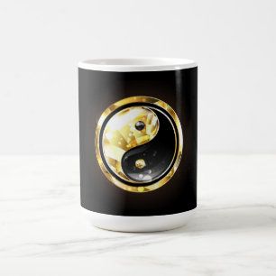 Caneca Mágica Dourado Yin Yang a preto