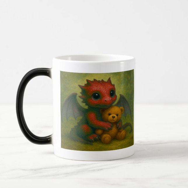 Caneca Mágica Dragão-Bebê Vermelho-Cachorro-Cachorro com Urso-Te (Esquerda)